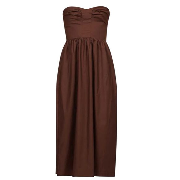Reformation Buckley Strapless Midi Dress Size 10 Stretch Organic Cotton - Picture 1 of 14
